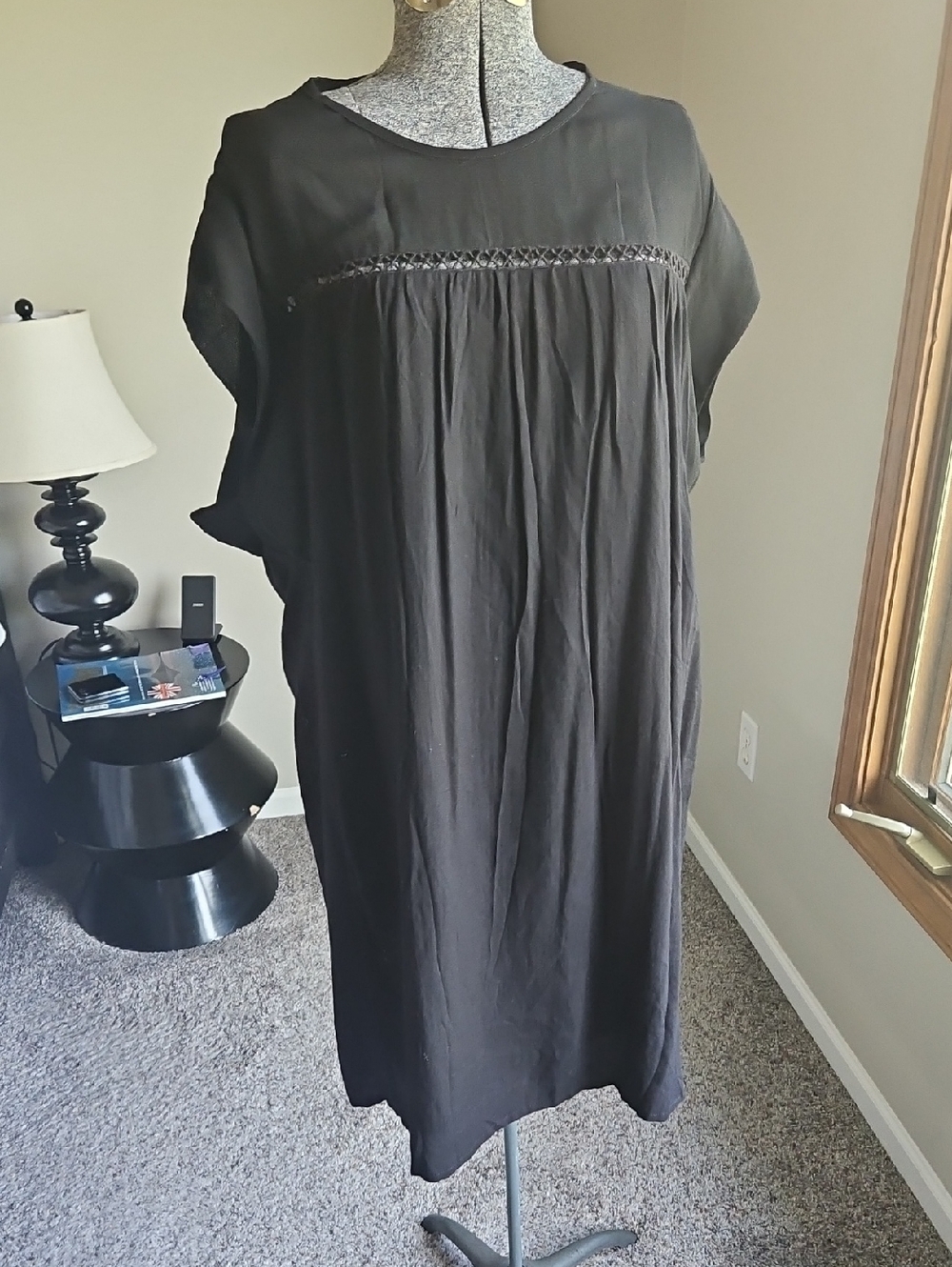 Uma And Leopold Boho Black Dress With Crochet Cut Outs